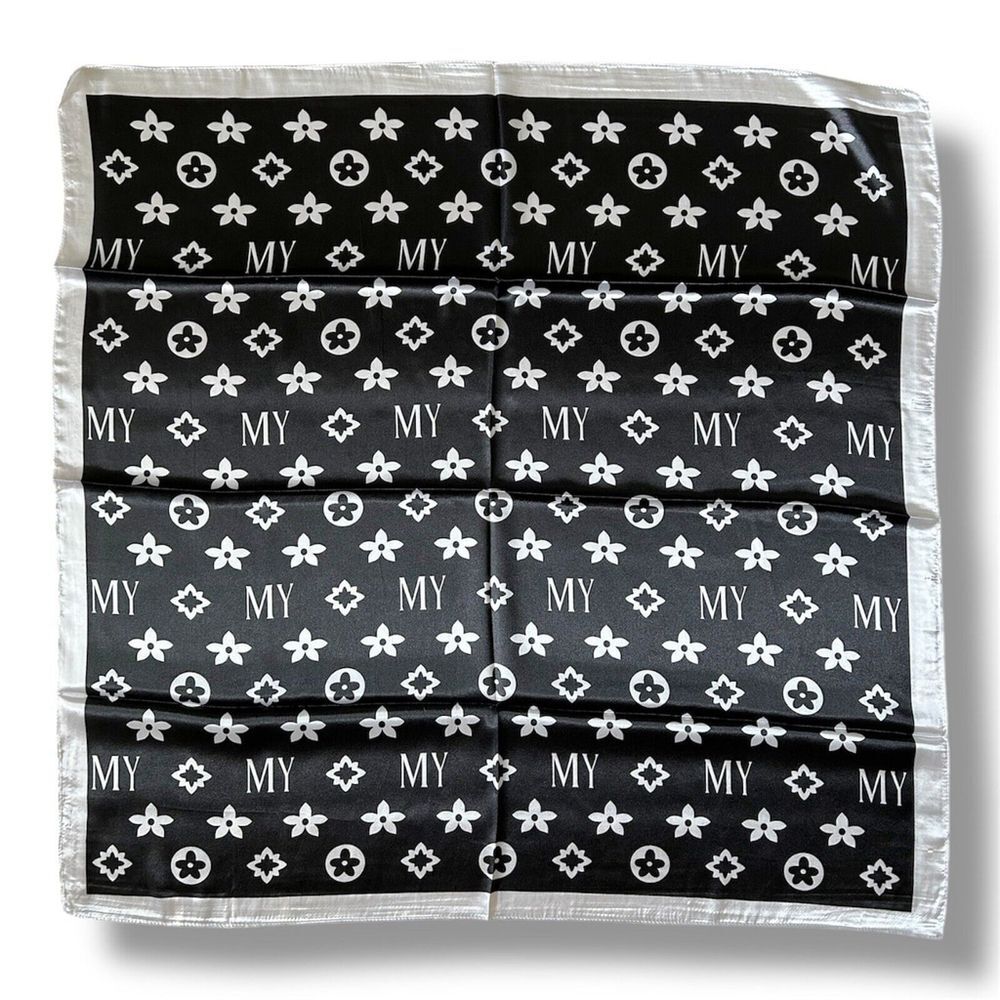 Black & White Square Scarf 35” X 35” Women Scarve Elegant Fashion Headscarf